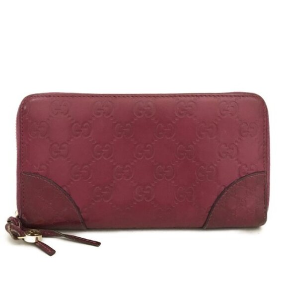 GUCCI Ssima GG Logo Leather Zip Around Long Wallet Purple/7BG0493 - Picture 1 of 8